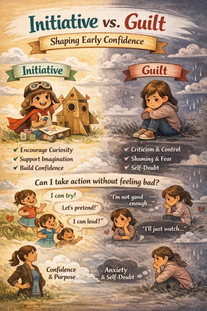 Initiative vs guilt shapes confidence in early childhood